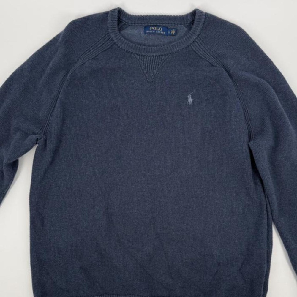 Polo Ralph Lauren Mens Navy Blue Crewneck Sweater Classic Pony Logo Knit Top